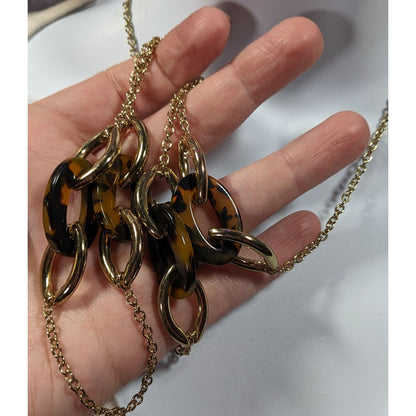 Vintage Avon Tortoise Silver Tone Station Link Necklace