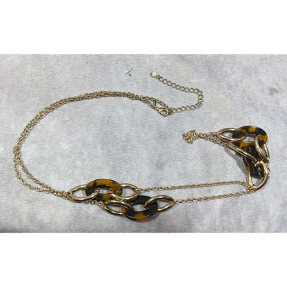 Vintage Avon Tortoise Silver Tone Station Link Necklace