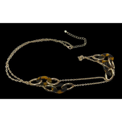 Vintage Avon Tortoise Silver Tone Station Link Necklace