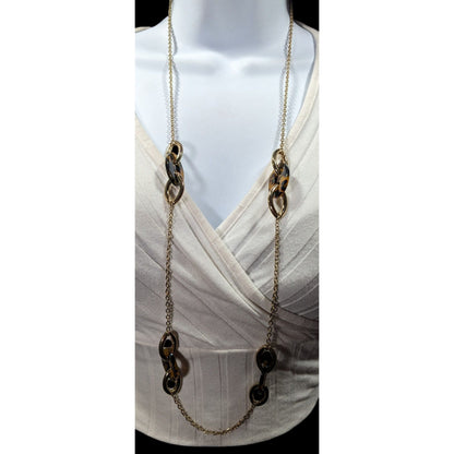 Vintage Avon Tortoise Silver Tone Station Link Necklace