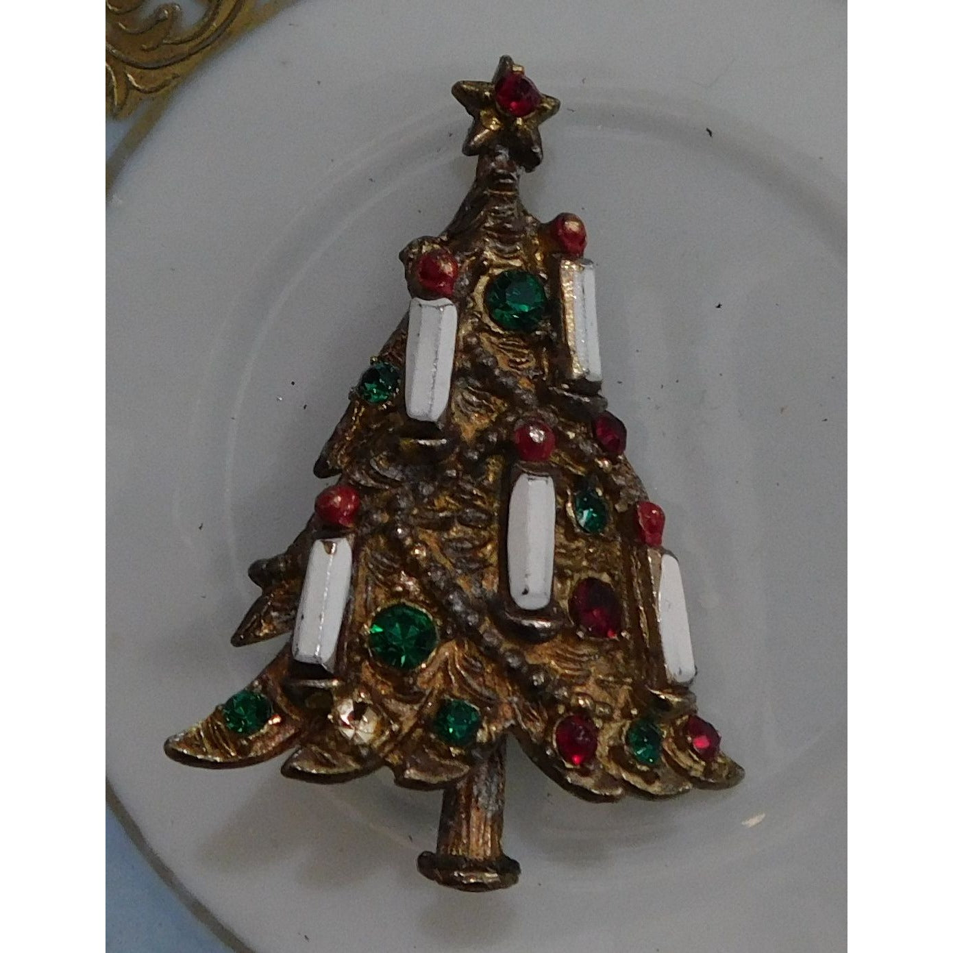 Vintage Christmas Tree With Candles Brooch