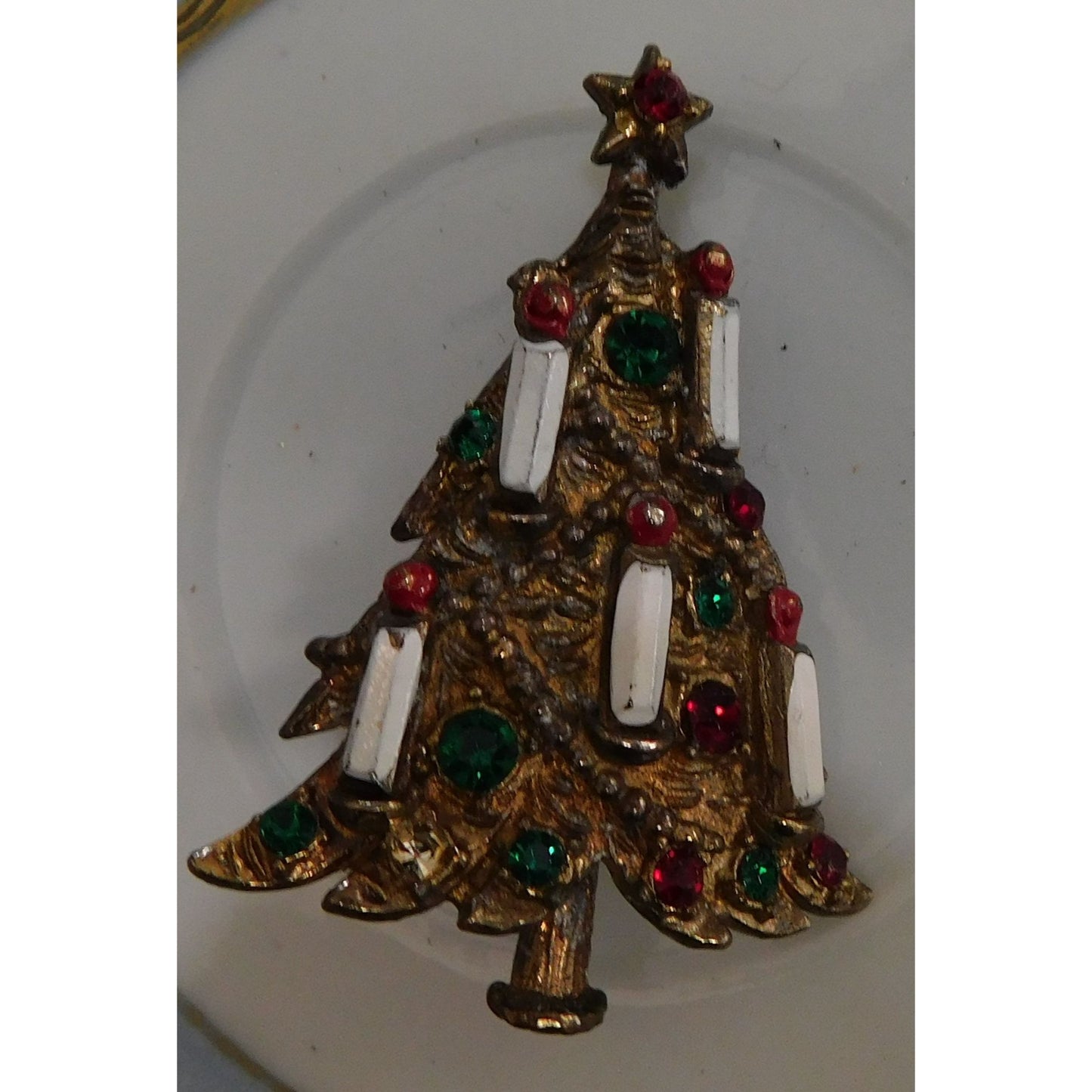 Vintage Christmas Tree With Candles Brooch