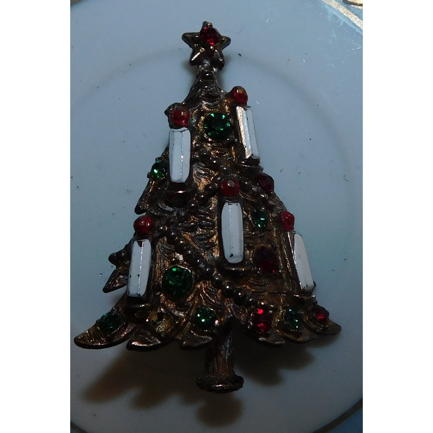 Vintage Christmas Tree With Candles Brooch