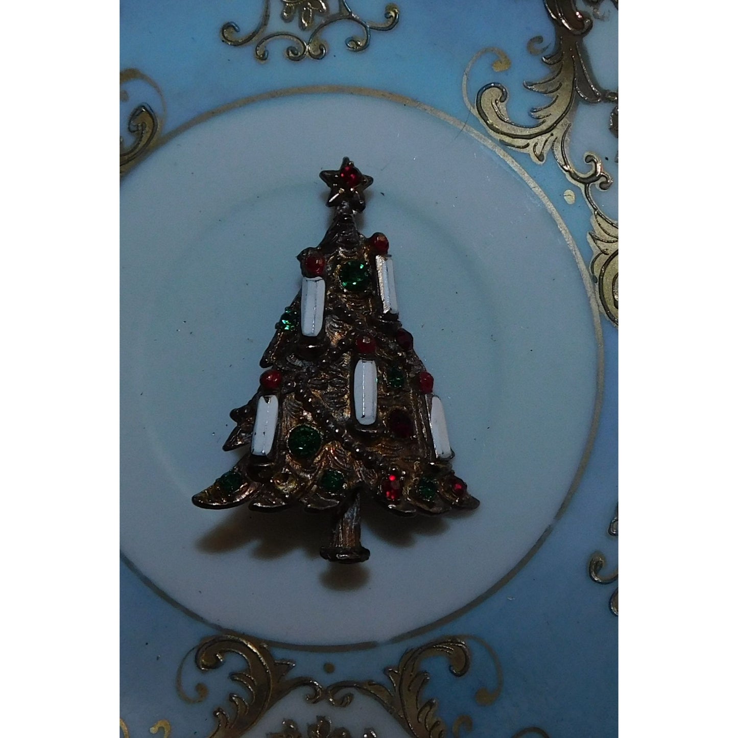 Vintage Christmas Tree With Candles Brooch