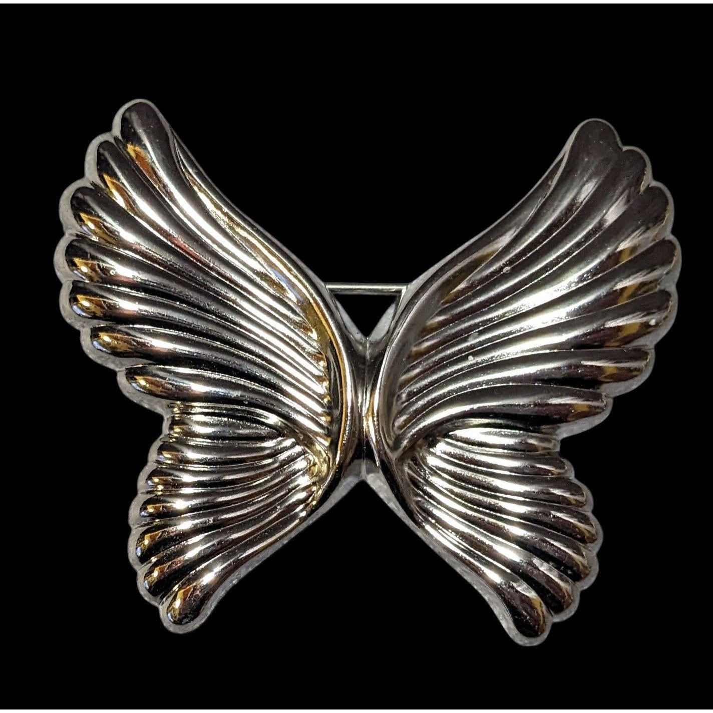 Vintage Repousse Style Silver Tone Butterfly Brooch