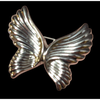 Vintage Repousse Style Silver Tone Butterfly Brooch