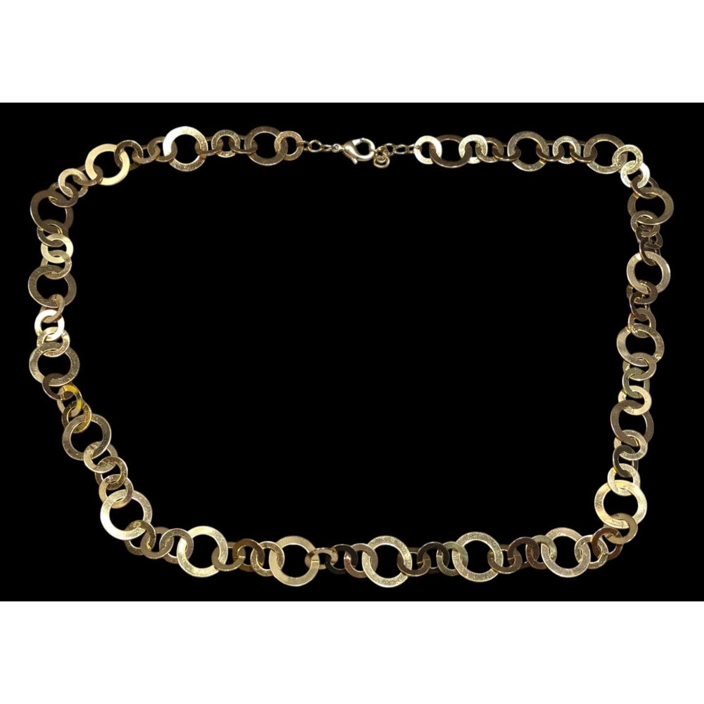 Geometric Gold Tone Metal Ring Link Necklace