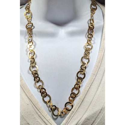 Geometric Gold Tone Metal Ring Link Necklace