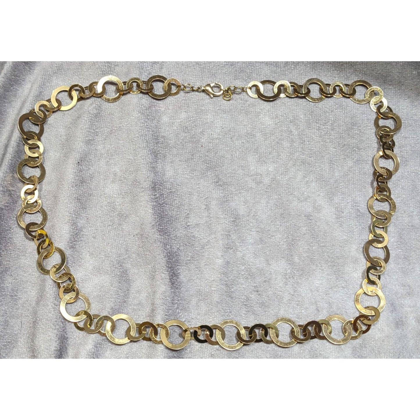 Geometric Gold Tone Metal Ring Link Necklace
