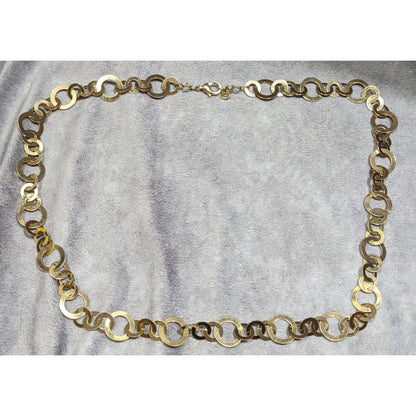 Geometric Gold Tone Metal Ring Link Necklace