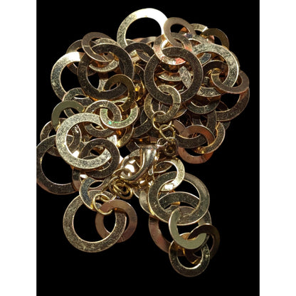 Geometric Gold Tone Metal Ring Link Necklace