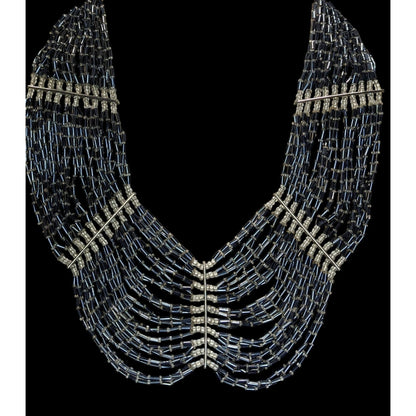 Vintage Monet Glass Beaded Festoon Necklace Silver Tone Glam Statement Jewelry