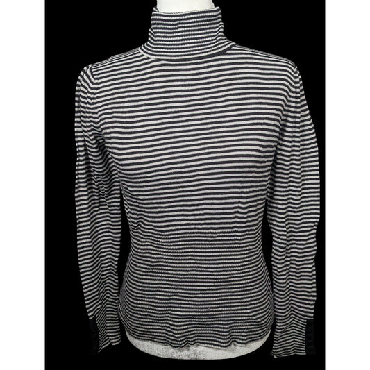 Delia's Black And White Striped Turtleneck