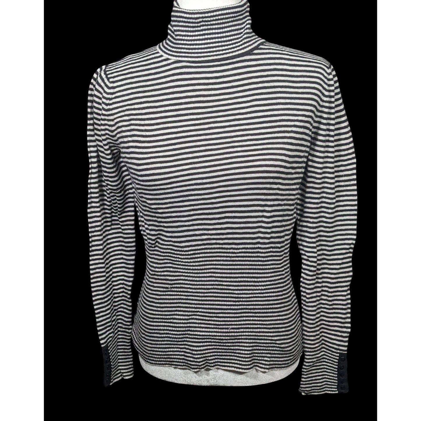 Delia's Black And White Striped Turtleneck