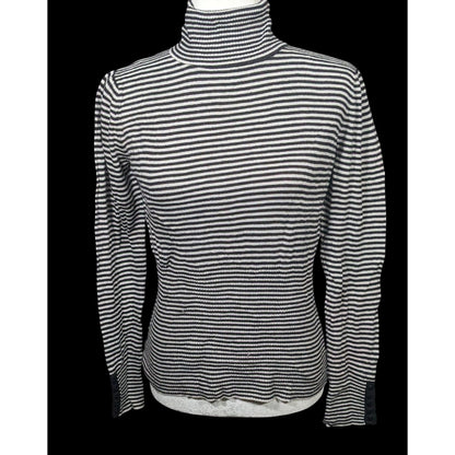 Delia's Black And White Striped Turtleneck