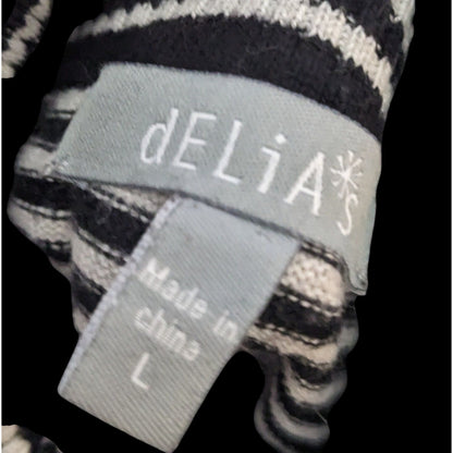 Delia's Black And White Striped Turtleneck