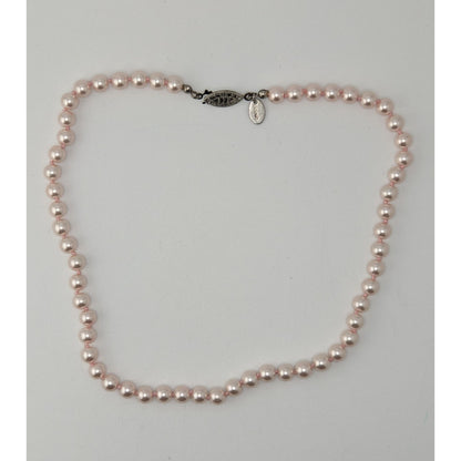 Pink Glass Pearl Necklace Claire's Classic Beaded Strand Coquette Balletcore Preppy Romantic Jewelry