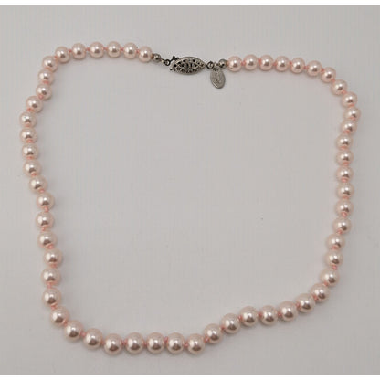 Pink Glass Pearl Necklace Claire's Classic Beaded Strand Coquette Balletcore Preppy Romantic Jewelry
