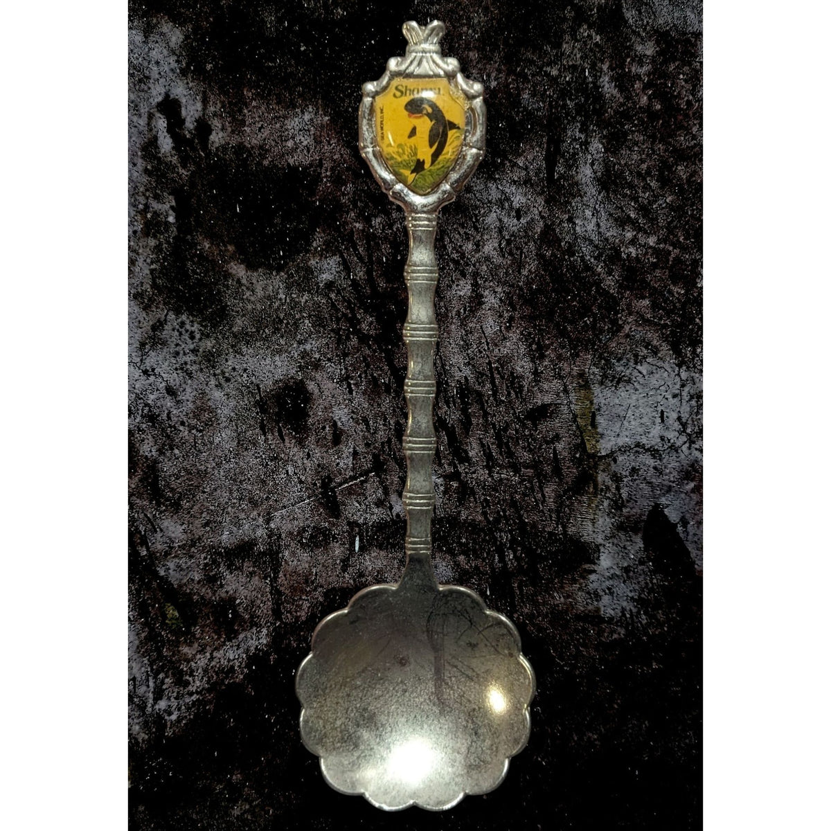 Vintage Travel Metal Silver Tone Shamu SeaWorld Souvenir Spoon 4 1 2 Inch