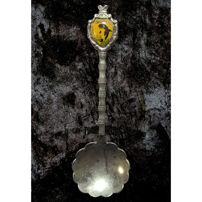Vintage Travel Metal Silver Tone Shamu SeaWorld Souvenir Spoon 4 1 2 Inch