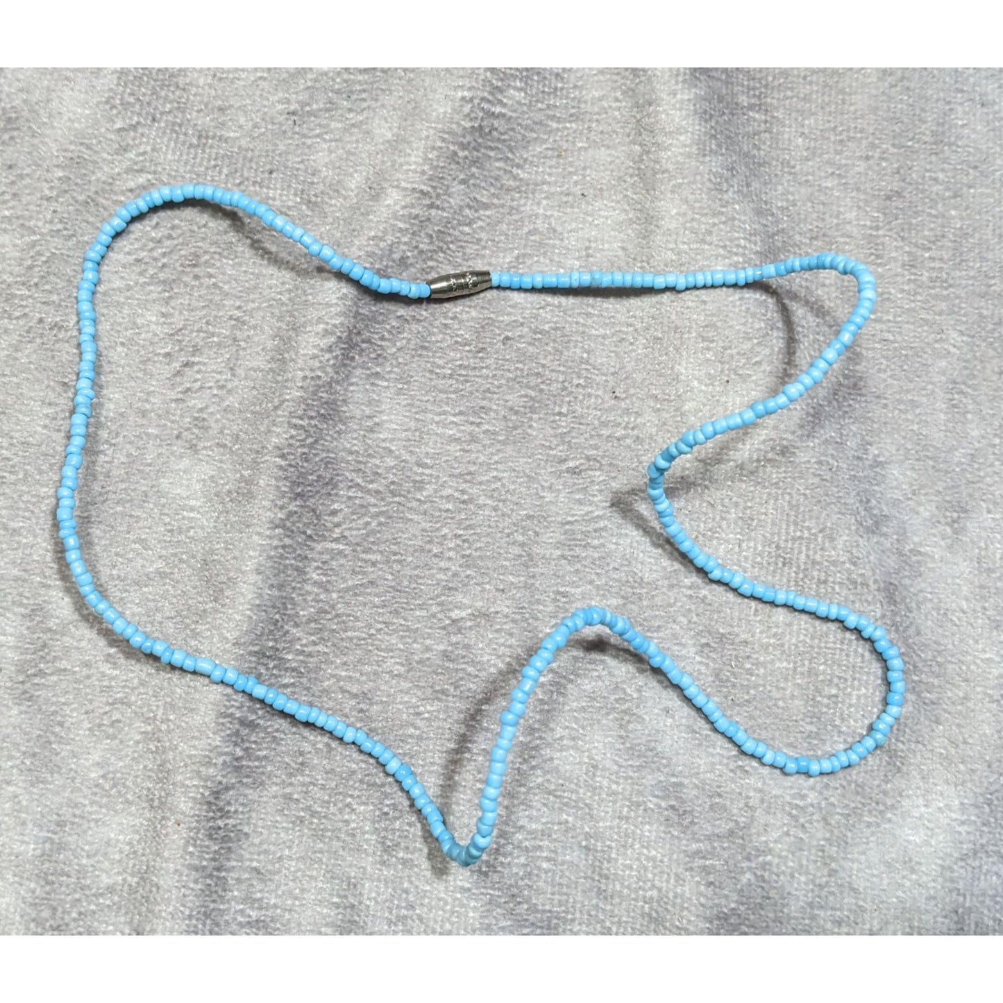 Handmade Light Blue Glass Seed Bead Necklace