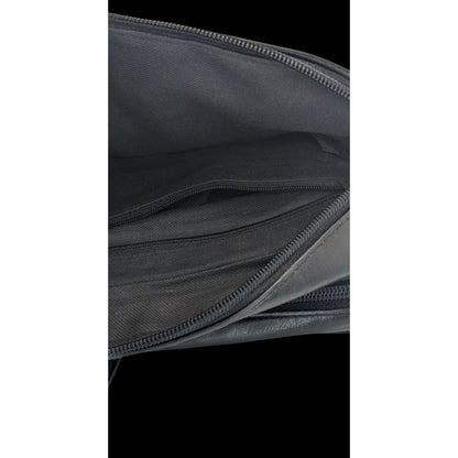 Vittoria New York Black Faux Leather Crossbody Bag With Gold Logo Plate & Adjustable Strap