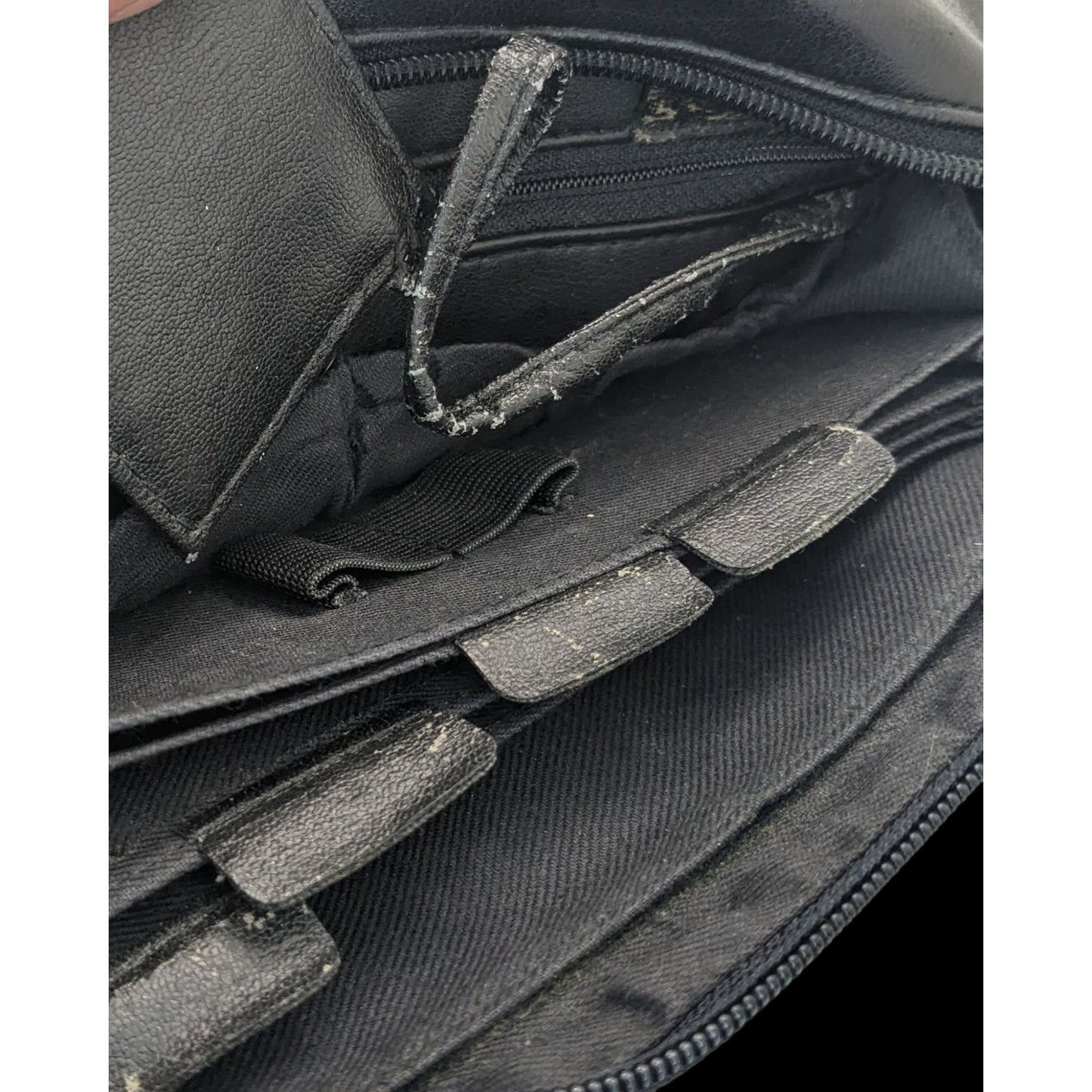 Vittoria New York Black Faux Leather Crossbody Bag With Gold Logo Plate & Adjustable Strap