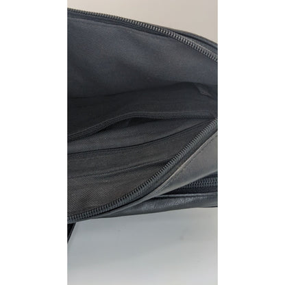 Vittoria New York Black Faux Leather Crossbody Bag With Gold Logo Plate & Adjustable Strap