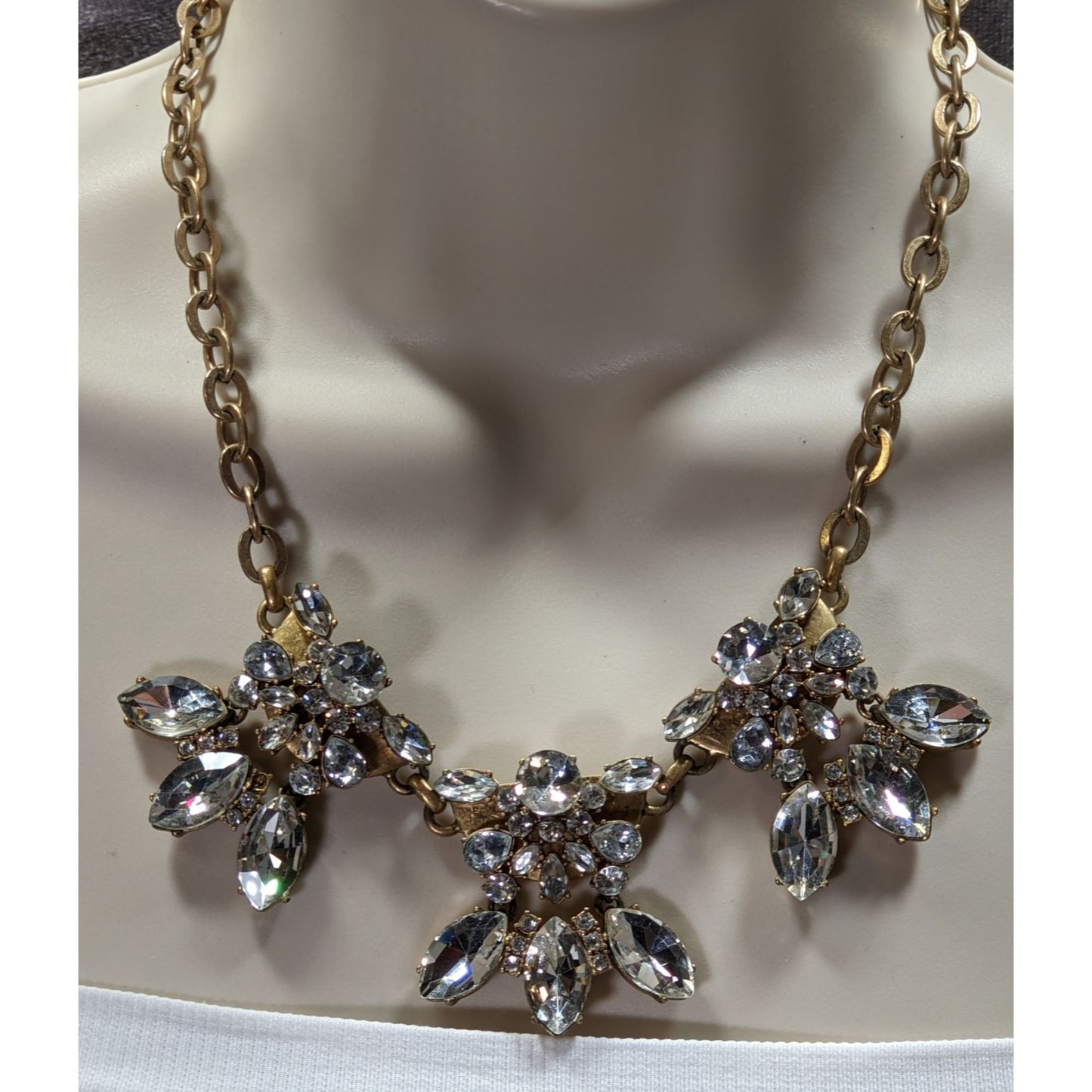 Vintage J.Crew Crystal Glam Floral Statement Necklace