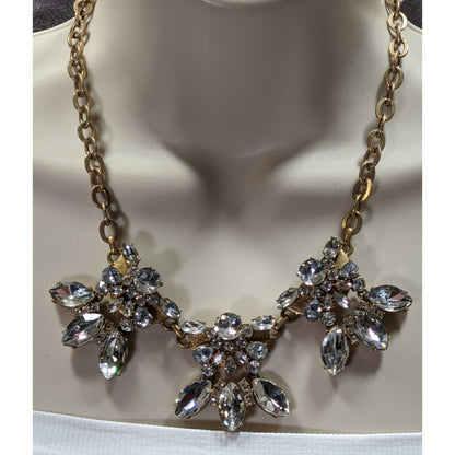 Vintage J.Crew Crystal Glam Floral Statement Necklace