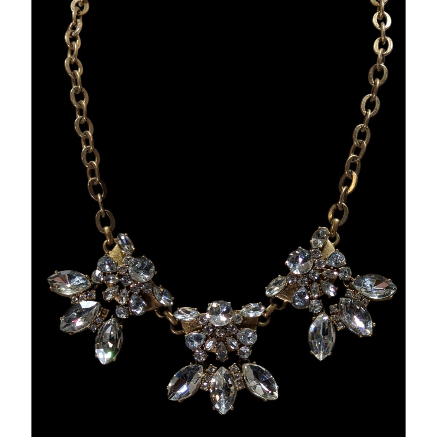 Vintage J.Crew Crystal Glam Floral Statement Necklace
