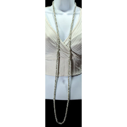 Grey And White Glass Beaded Rope Necklace