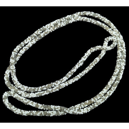 Grey And White Glass Beaded Rope Necklace
