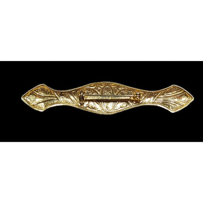 Vintage Elegant Art Nouveau Engraved Gold Tone Brooch