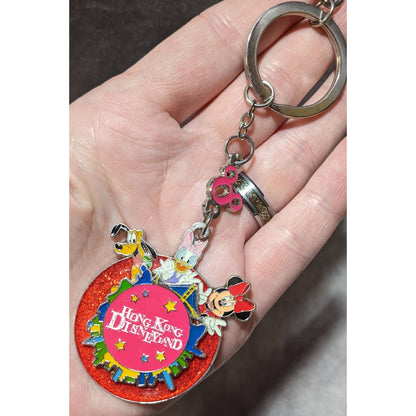 Disneyland Hong Kong Glitter Enamel Spinning Keychain