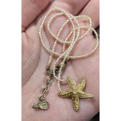 Michael Michaud Freshwater Pearl With Starfish Pendant Necklace
