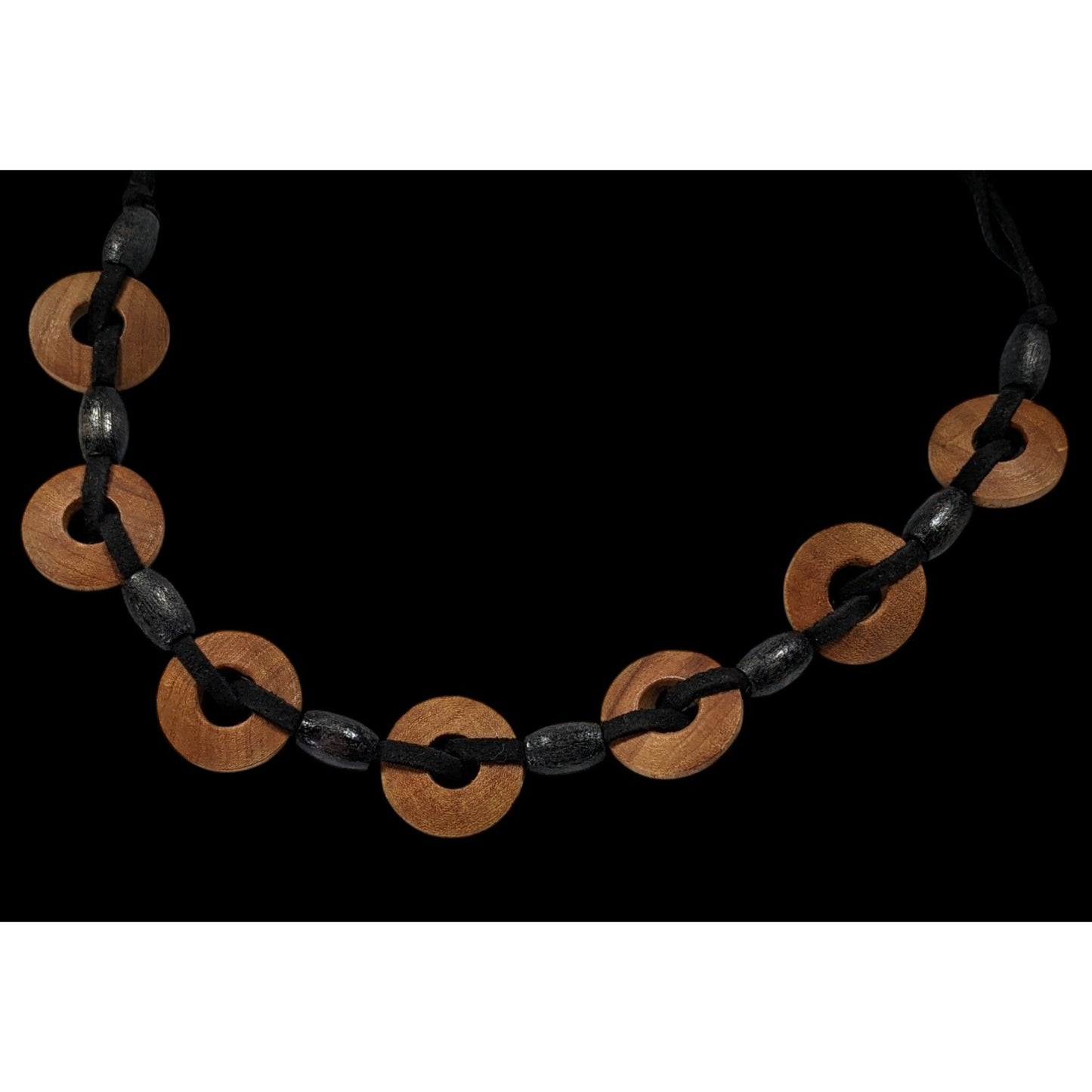 Bohemian Wooden Disc Brown And Black Necklace