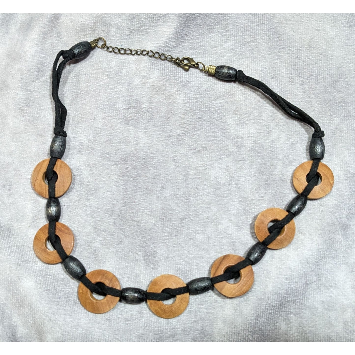 Bohemian Wooden Disc Brown And Black Necklace