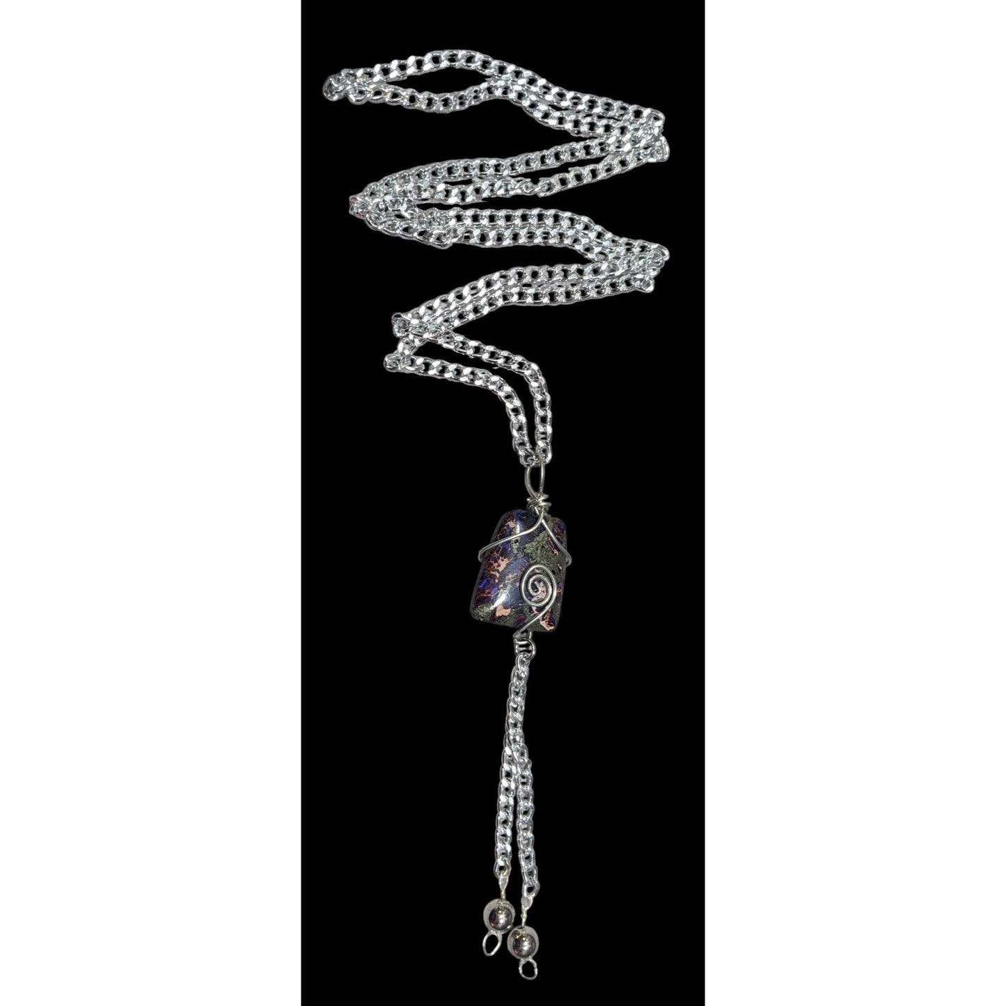 Handmade Wire Wrapped Agate Tassel Necklace