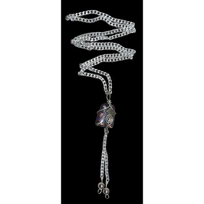 Handmade Wire Wrapped Agate Tassel Necklace