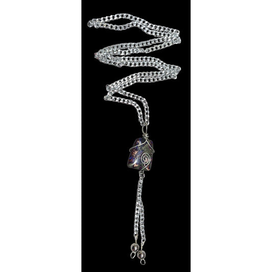 Handmade Wire Wrapped Agate Tassel Necklace