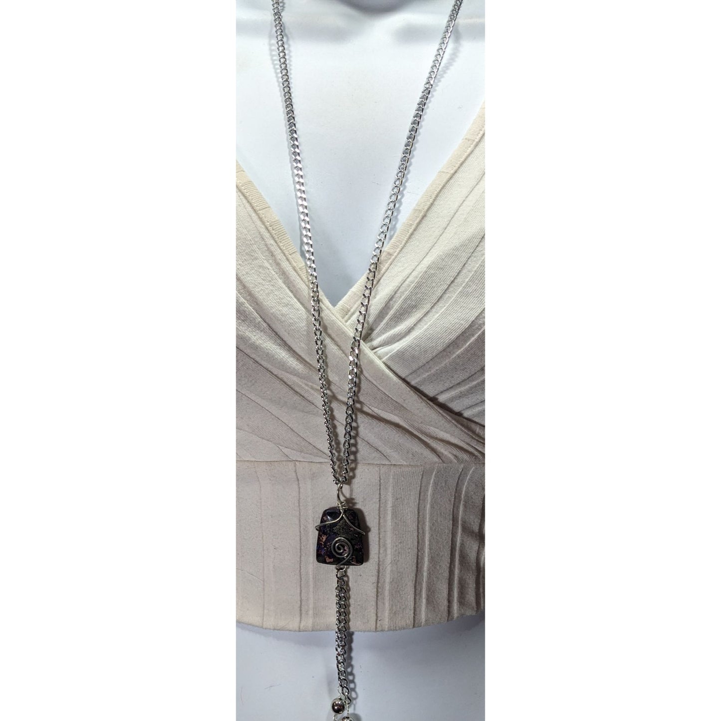Handmade Wire Wrapped Agate Tassel Necklace