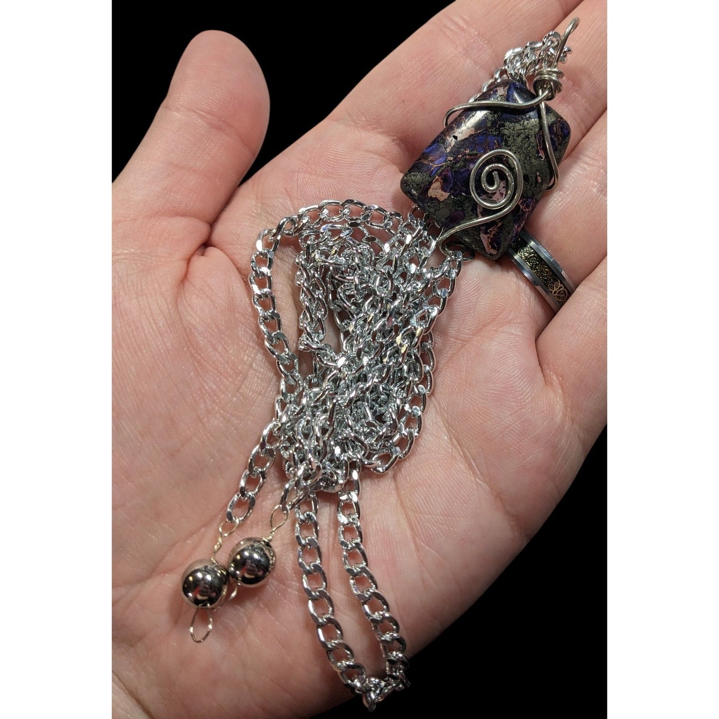 Handmade Wire Wrapped Agate Tassel Necklace