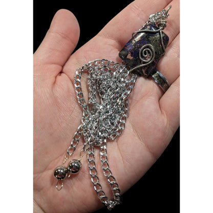 Handmade Wire Wrapped Agate Tassel Necklace