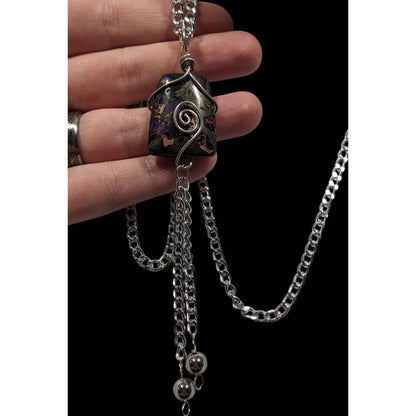 Handmade Wire Wrapped Agate Tassel Necklace