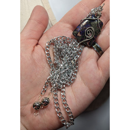 Handmade Wire Wrapped Agate Tassel Necklace