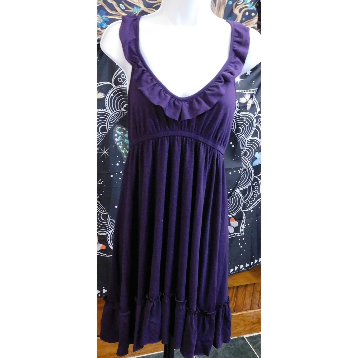 Cover Me Purple Ruffled Sleeveless Mini Dress