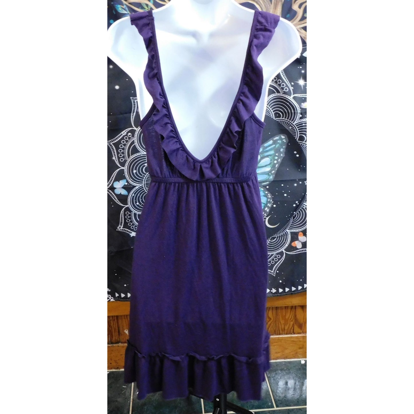 Cover Me Purple Ruffled Sleeveless Mini Dress