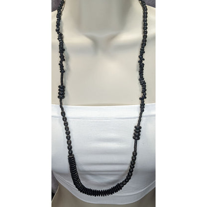 Black Wooden Beaded Necklace