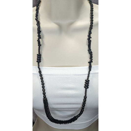 Black Wooden Beaded Necklace